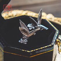 {hummingbird} 925 silver adorable small realistic earbuds a pair of personality animals silver decorated with small bird earrings