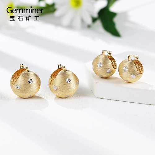 Двухцветные серьги, с драгоценным камнем, 18 карат, со снежинками