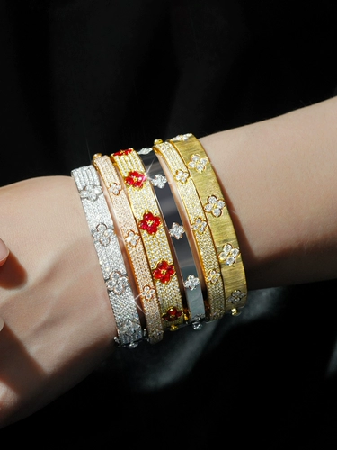 宝石矿工 Бриллиантовый сапфировый браслет из натурального камня, четырехлистный клевер, золото 750 пробы