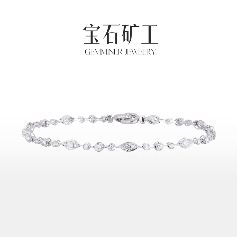 Gem Miner 18K Gold Galaxy Series Full Circle Diamond Bracelet Double Clasp Diamond Necklace for Women