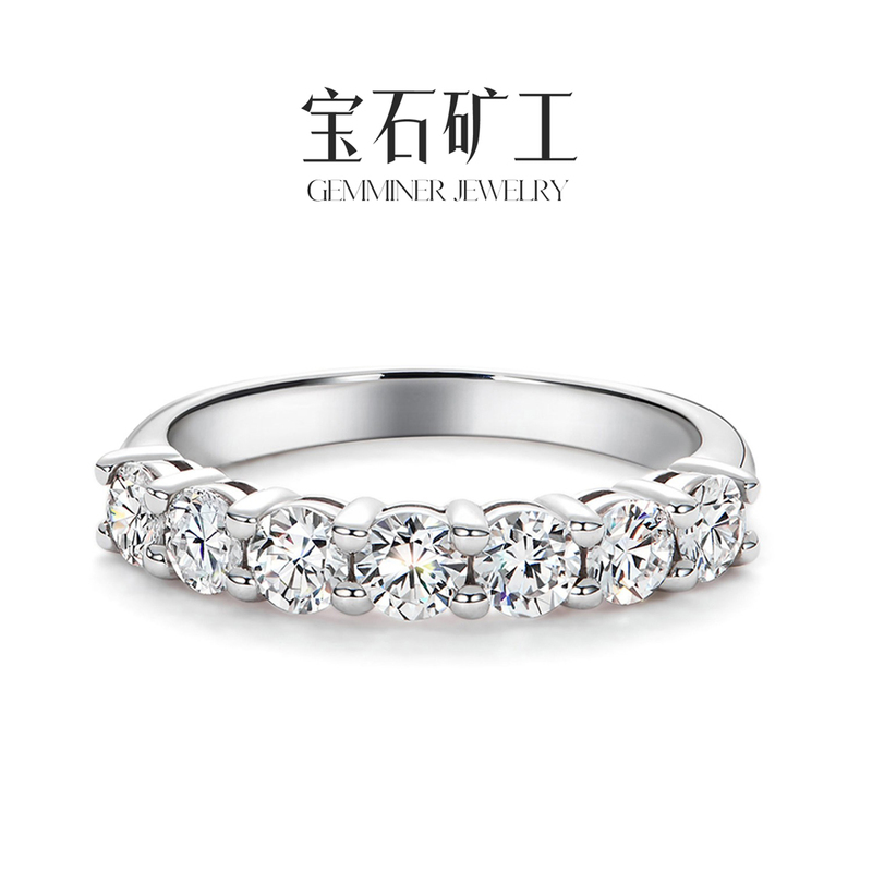 Gem Miner 18K Gold Row Diamond Ring 0.5 Carat Diamond Ring Diamond V Ring Genuine Real Diamond Jewelry Protective Ring Row Ring