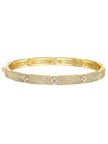 宝石矿工 Бриллиантовый сапфировый браслет из натурального камня, четырехлистный клевер, золото 750 пробы