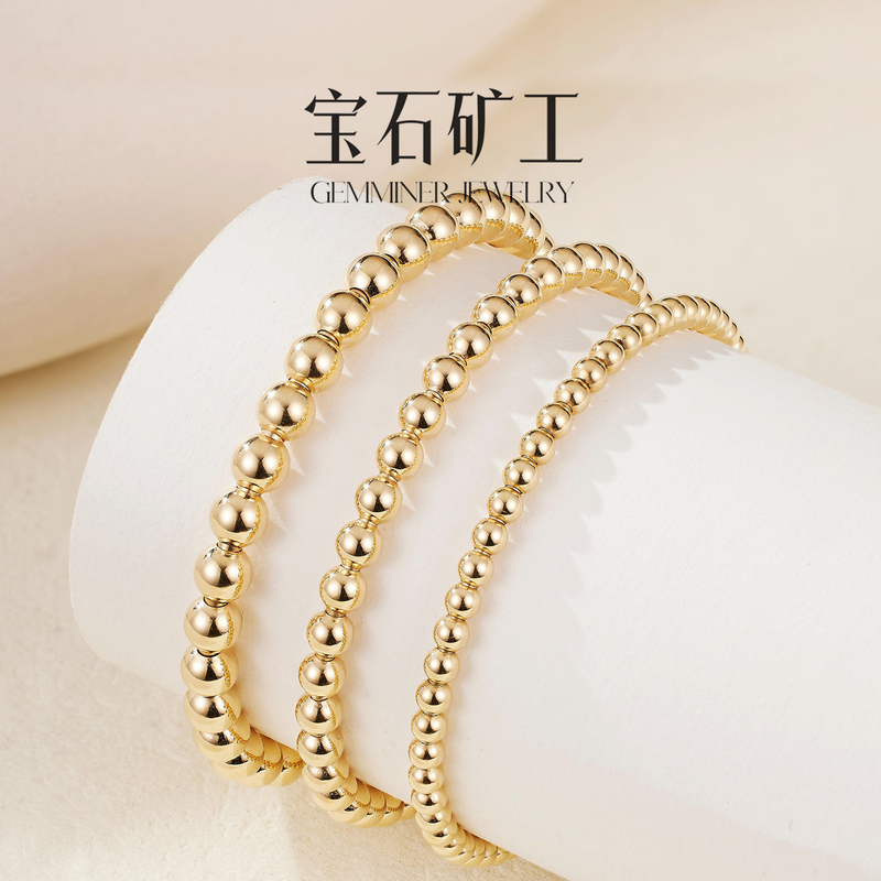 Gem Miner 18K Gold Bead Diamond Bracelet Light Luxury Niche Exquisite Versatile Jewelry Bracelet Hand Accessory Gem Miner 18K Gold Bead Diamond Bracelet Light Luxury Niche Exquisite Versatile Jewelry Bracelet Hand Accessory
