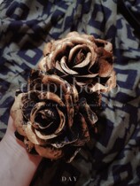 Retro European style headdress Gothic black rose head flower flamenco ancient gold rose head flower tribal belly dance head flower