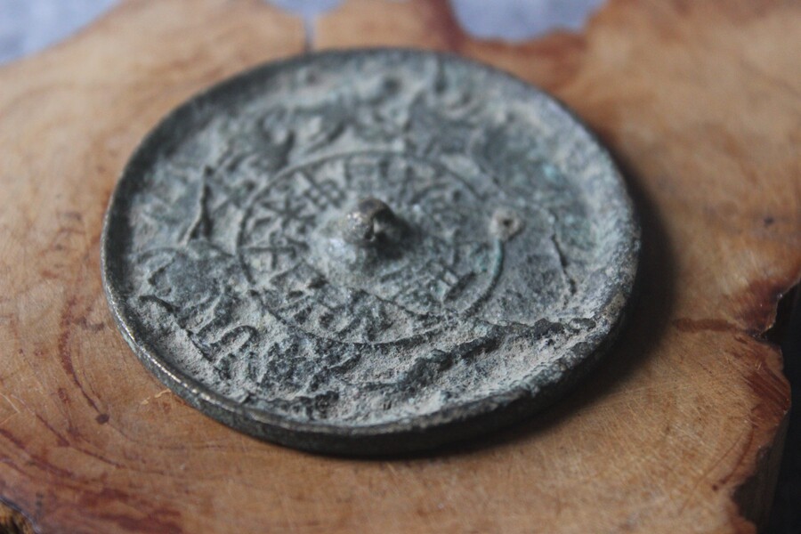 Qing Dynasty zodiac pattern text bronze mirror 51mm black lacquer ancient fidelity bronze ware ZZ 2958 -Taobao