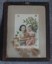 1956 Old year painting loquat picture famous golden snow dust glass painting hanging mirror Phoenix flower 44*34cm ZZ 895