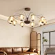 French Mid-Century Style Living Room Lamp, American Retro Vintage Dining Room Study Lamp, Walnut Wood Bedroom Room Chandelier