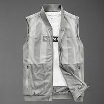 Vest mens summer lightweight casual stand-neck vest trendy horse clip mens youth breathable waistcoat sports jacket