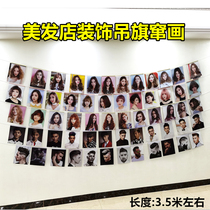 2021 new beauty hair hanging painting hair salon hanging flag hairstyle strings drawing drawing hairdressshop shop decoration painting hairstyle pictures