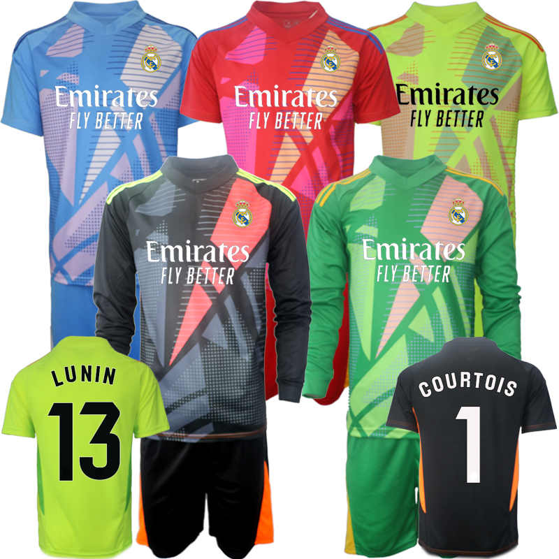 Real Madrid Goalkeeper 2425 Jersey La Liga Goalkeeper Uniform No. 1 Courtois No. 13 Lunin Children's Wear Adult Real Madrid Goalkeeper 2425 Jersey La Liga Goalkeeper Uniform No. 1 Courtois No. 13 Lunin Children's Wear Adult