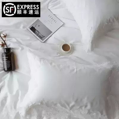 French water-soluble lace 80s double-sided tencel pure white four-piece naked sleeping silky soft bedding