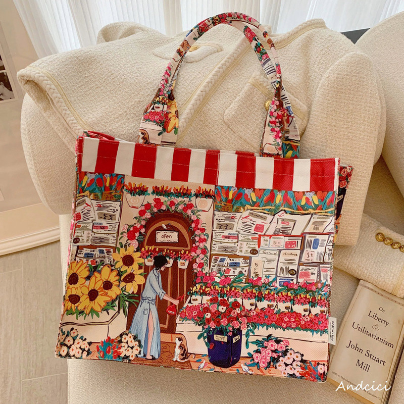 Provence Flower Shop Girl~ Oil Painting Tote Bag Shoulder Bag Large Capacity Handbag Women's Bag School Bag Tote Bag Provence Flower Shop Girl~ Oil Painting Tote Bag Shoulder Bag Large Capacity Handbag Women's Bag School Bag Tote Bag