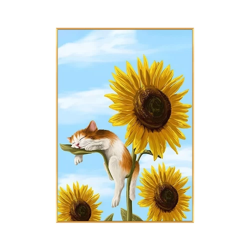 Cross -Stitch подсолнечник Cat 2022 Новая гостиная цветы.