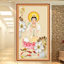 Cross embroidered diamond embroidered 2021 new living-room full drill for sitting lotus Guanyin Buddha statue series with brick and crystal diamond painting 5D