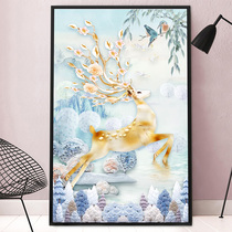 Elk Deer Crystal Cross Embroidered Diamond Embroidered 2021 New Full Drill Vertical version Living room European-style Fat point sticker Diamond painting 5D