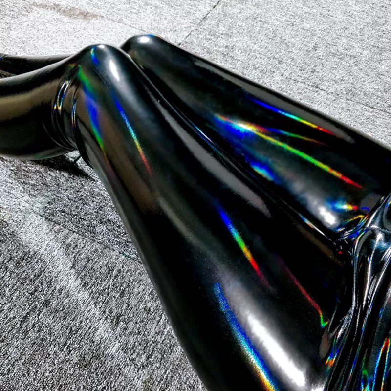 Полиуретановые леггинсы, sexy брюки, высокая талия, зеркальный эффект, обтягивающие, европейский стиль, плюс размер