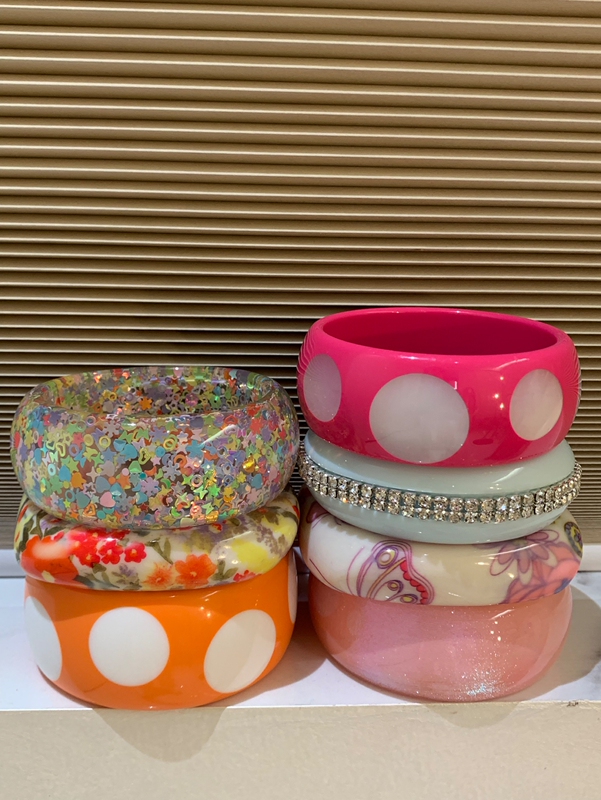 Colorful Collection ins Style Vacation Wide Round Resin Bracelet for Women, Exaggerated Personality Y2K Spring/Summer Jewelry