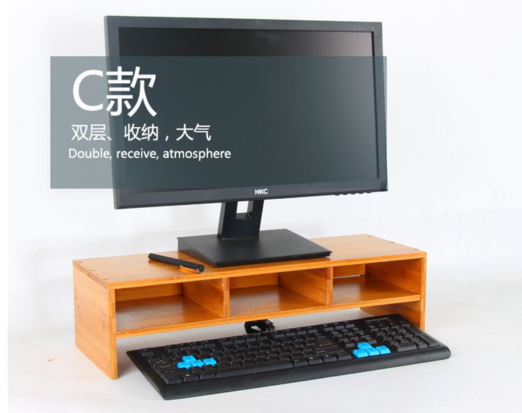 Tre gỗ rắn máy tính để bàn pad máy tính cao tăng chiều cao máy tính để bàn cơ sở khung hiển thị khung cao - Kệ giá sách để bàn