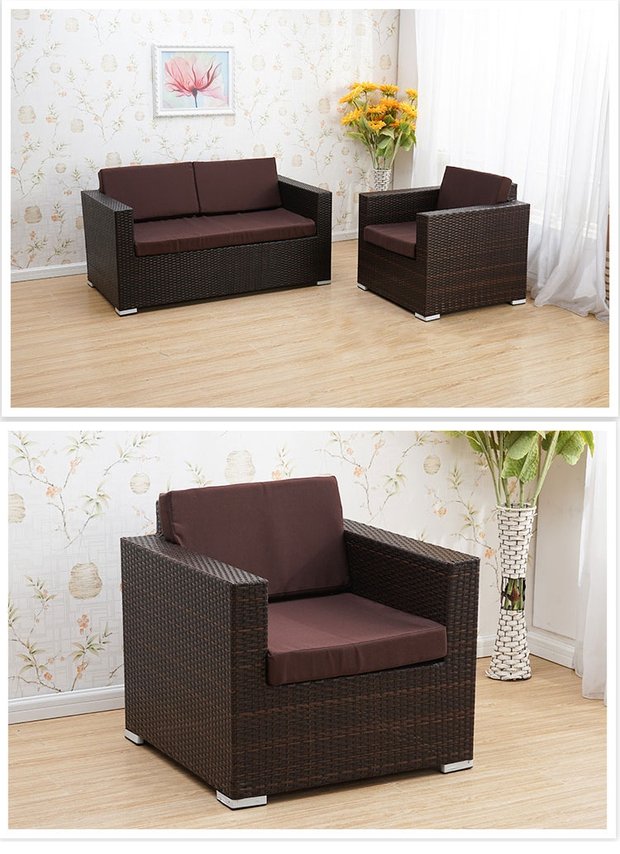 Mây đôi mây sofa giải trí ban công kết hợp ghế mây ngoài trời sofa văn phòng phòng khách đồ nội thất - Bàn ghế ngoài trời / sân bàn ghế đá ngoài trời