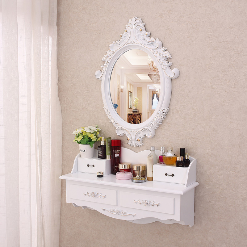 Wall mounted dresser mirror mini bedroom net red ins Nordic style small apartment bay window simple dresser dresser table