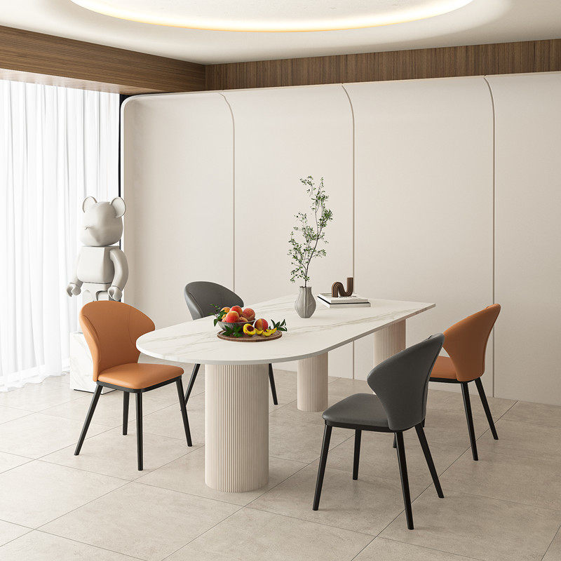 Nordic light luxury Rock board dining table and chair combination small apartment Middle Island table high-end creative rectangular marble table