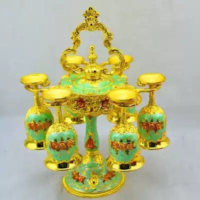 Russian color tin wine glass set hanging Cup 7-piece three-dimensional exquisite retro high-grade new products top 10 sets