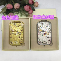 Russian castle building makeup mirror double-sided portable retro Sophia church travel commemorative gift