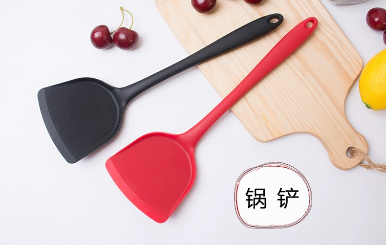 Đầy đủ silicone không dính chảo xẻng xào xào xẻng dài xử lý muỗng khuấy muỗng nhiệt độ cao không bị thương nồi silicone đồ dùng nhà bếp bộ