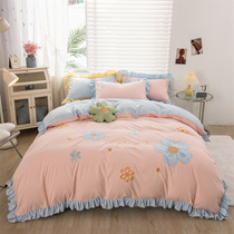 New skin cotton ultra soft four sets bed linen beds Lace Embroidered pro-skin Breathable Full Cotton Bed Bedding