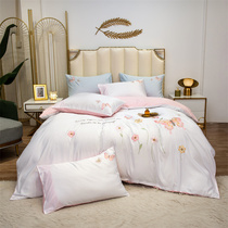 Light extravaganza High water washed true silk embroidery four sets of summer silk slip cold sensual simple bed with supplies four sets