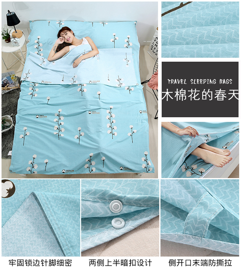 Du lịch bẩn túi ngủ dành cho người lớn tấm xách tay khách sạn trong nhà bẩn quilt cover cotton du lịch ngoài trời duy nhất đôi túi ngủ