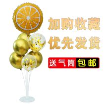 Orange balloon ground table floating column bracket childrens party orange balloon birthday party layout opening ceremony