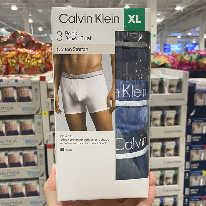 Costco Purchases Calvin Klein Ck Men's Underwear, 3 Pairs, Antibacterial, Breathable, Pure Cotton, Mid-Waist Boxer Briefs