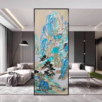 Enamel carved screen partition hand-painted light luxury high-end entrance villa entrance decorative art glass