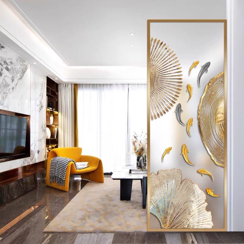 Light luxury art glass home bedroom living room net red partition screen modern minimalist entry porch light-transmitting decoration