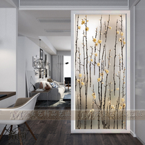 Art Deco glass entrance background wall branch partition screen Simple European-style carving process tempered frosted frame