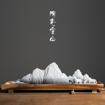 New Chinese style dry landscape Zen ceramic snow mountain ornaments clubhouse hotel micro landscape rockery mountain sand table landscaping decorations