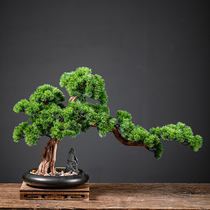 New Chinese simulation Zen welcome pine Willow landscape bonsai ornaments solid wood fortune living room porch model room decoration