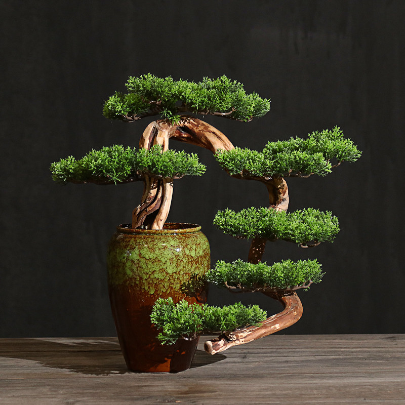 New Chinese emulated hospitality pine bonsai withered landscape Landscape Hospitality and Living Room Xuanguan Hotel Family Residence Decoration