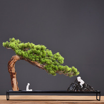 New Chinese style dry landscape Zen rockery welcome pine bonsai ornaments living room entrance tea room iron sand table micro landscape