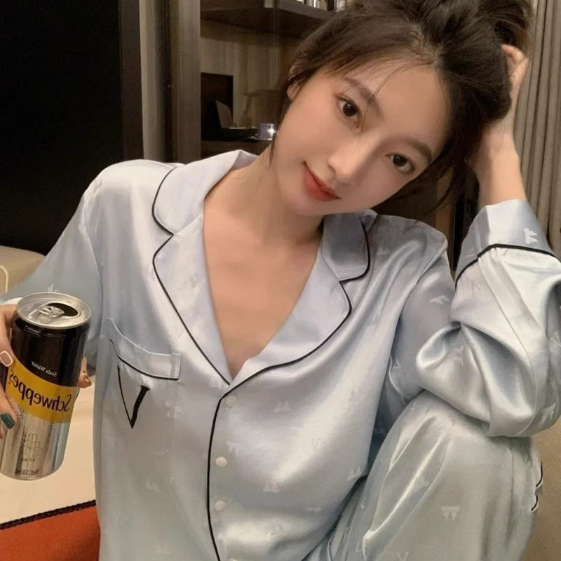 Victoria Silk Mulberry Silk Pajamas for Women, Spring and Autumn Long-Sleeved Set, Gift Box, High-End Home Wear