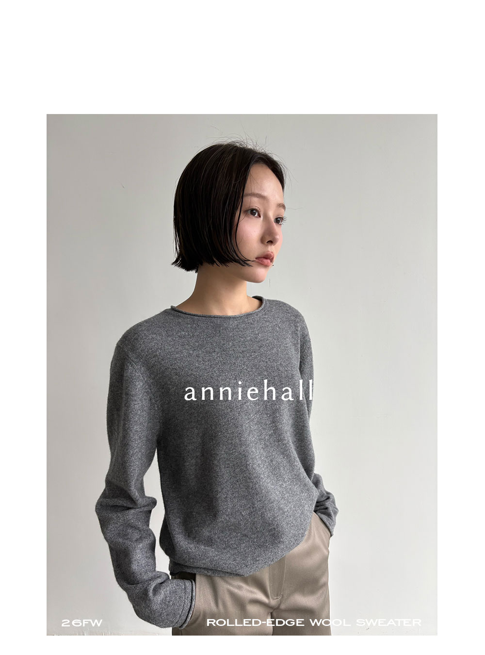 Anniehall 100% Wool Rolled-Edge Sweater