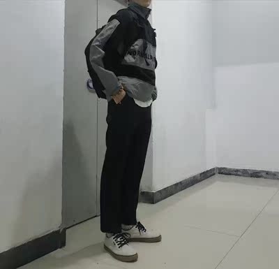 Quần lửng đen giản dị Quần mid-tay đen Quần âu cạp chun eo quần tây nam đẹp