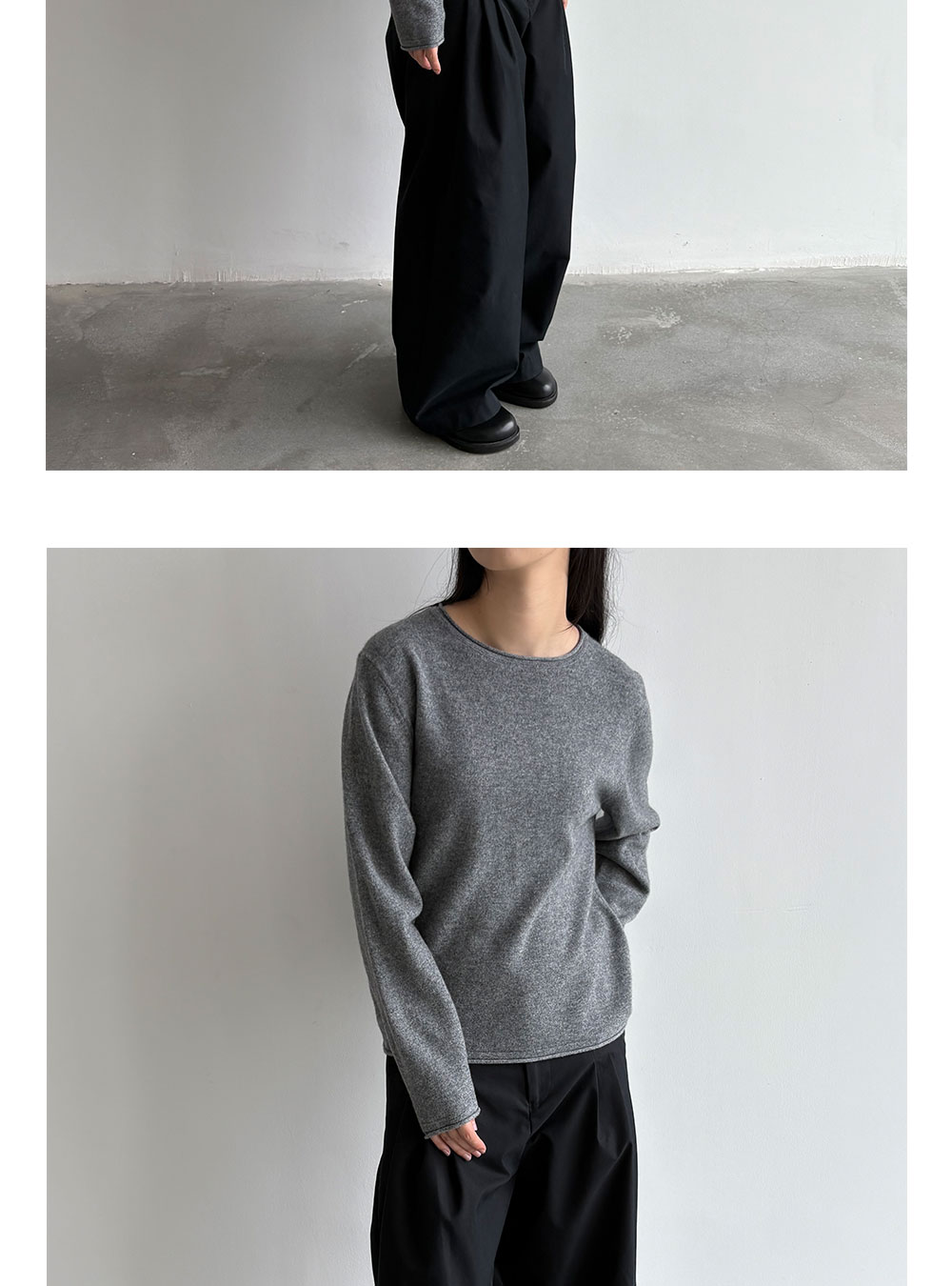 Anniehall 100% Wool Rolled-Edge Sweater