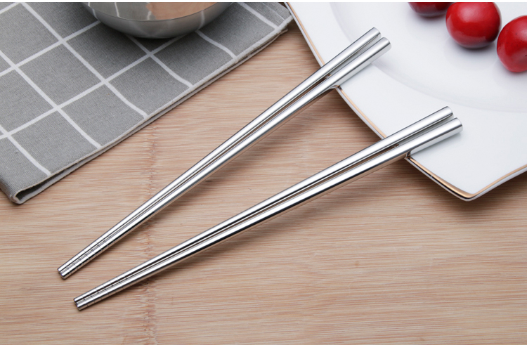 Đũa inox không từ gia dụng chống trượt vuông rỗng cách điện gia đình thiết bị bộ đồ ăn đũa - Đồ ăn tối dĩa inox