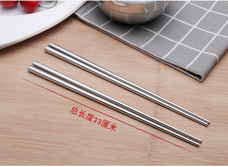 Đũa inox không từ gia dụng chống trượt vuông rỗng cách điện gia đình thiết bị bộ đồ ăn đũa - Đồ ăn tối dĩa inox