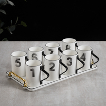 Ceramic water cups 8 mugs porcelain plate set home 4 ceramic digital cups cool kettle with boiling water 12 water cups