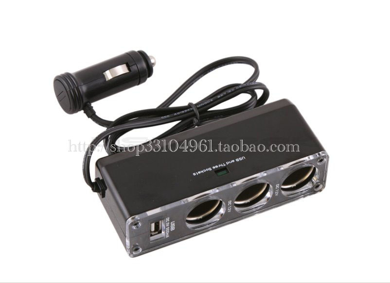  Cigarette lighter 10% Three points cigarette lighter One-to-three-and-three-connector with USB port car to charge 1 minute 3