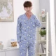 Bộ đồ ngủ nam cotton dài tay mùa xuân và mùa thu trẻ trung tuổi trẻ trung đồ ngủ nam cotton mỏng mùa xuân phục vụ nhà mùa đông pijama lụa