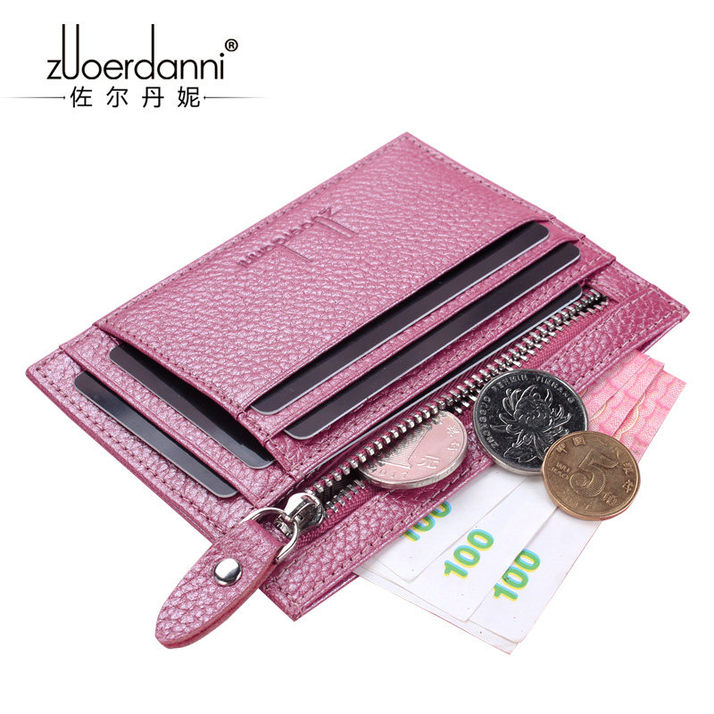 Mini fashion ultra-thin small card bag women multi card card clip cowhide coin bag card bag women's financial card set